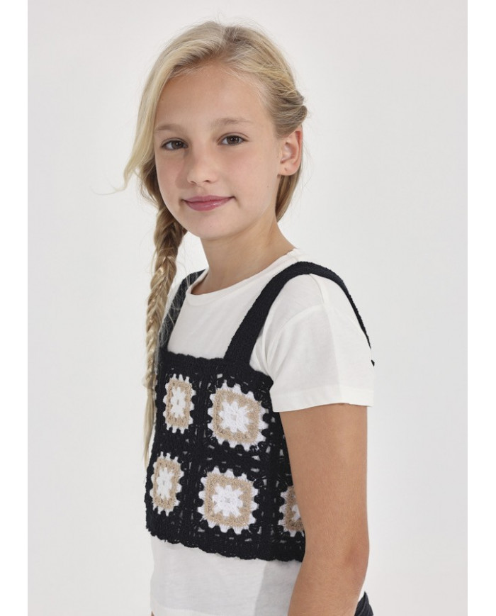 Bernumode | Mayoral: Croche top & shirt set €17.31 Size guide:8 years = 128cm10 years = 140cm12 years = 152cm14 years = 157cm (girl)/160 cm (boy)16 years = 162cm (girl)/166 cm (boy)18 years = 167cm (girl)/172 cm (boy)