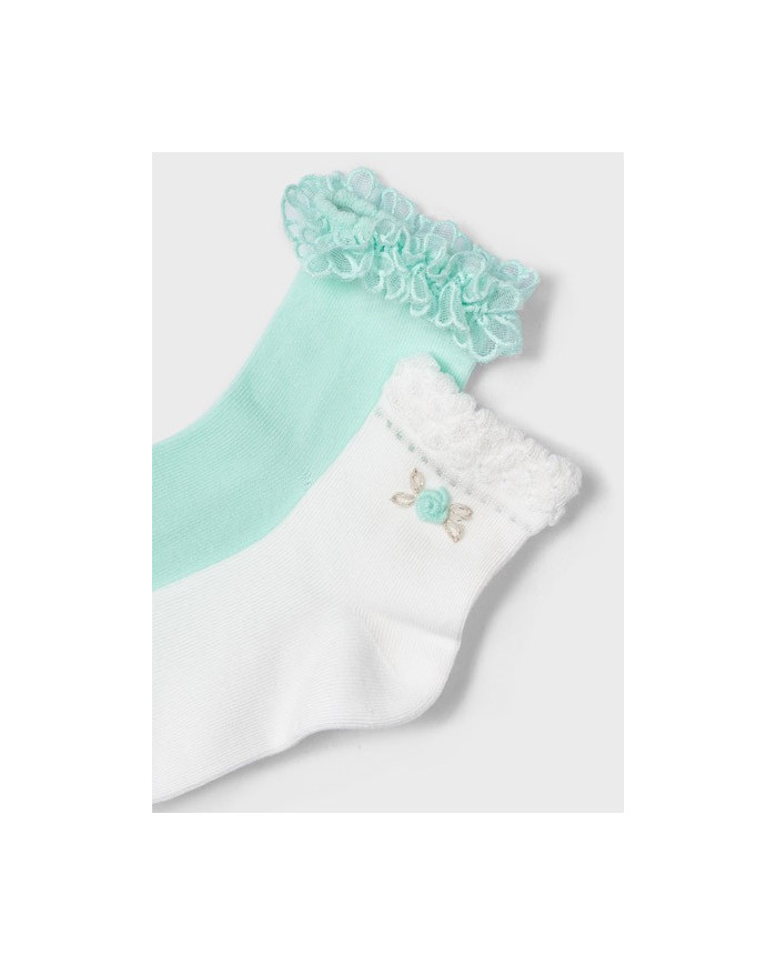 Bernumode | Mayoral: Set 2 socks €5.90 Size guide:
2 years (92 cm)        19-22 (13,6 cm)
4 years (104 cm)       23-26 (16,8 cm)
6 years (116 cm)       27-31 (19,1 cm)
8 years (128 cm)       32-35 (20,4 cm)
10 years (140 cm)     35-36 (21,6 cm)
12 years (152 cm)     36-37 (22,8 cm)
14 years (158 cm)     37-38 (23,5 cm)
16 years (164 cm)     39-40 (24,7 cm)
18 years (170 cm)     41-42 (25,3 cm)