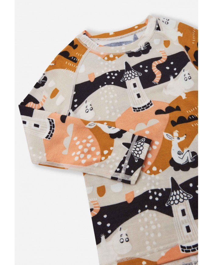 Bernumode | Reima: Merino vilnas termo-veļas komplekts, Trivsam 46,12 € Base layer set with soft bamboo on the inside and warm merino wool on the outside. The best combination of comfort and warmth in Reima base layer materials.

A playful two-piece toddlers' thermal set designed for wintry days and nights, featuring a soft reverse made from bamboo viscose that smartly absorbs moisture. The luxuriously warm surface is crafted from responsible merino wool. The pants and top protect from chills while helping regulate body temperature. This Reima cold weather set boasts comfy flat seams that help prevent chafing. An elastic waist expands with each breath. And who knows, this Moomin theme base layer set might even prove helpful when teaching your kid the alphabet!


Wool is ideal for temperature control
Wool &amp; bamboo viscose blend knit is very soft and warm and absorbs moisture well
Made with Responsible Wool Standard certified wool. Reima is certified through Control Union. CU 872203
Soft, flat seams for extra comfort: no chafing
Elastic waist
All-over Moomin print


