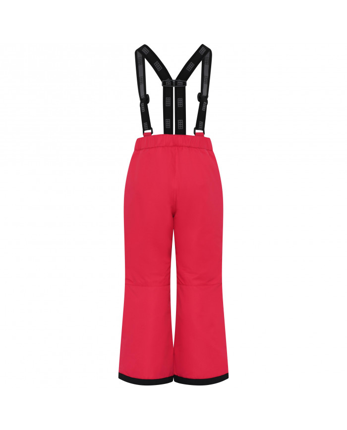 Bernumode | LEGO® Wear Tec: Kids' waterproof ski pants, LWPAYTON 701 (120 g.) €44.01 LEGO® ski pants for girls and boys
These monochrome LEGO® ski pants are a part of the ACTION series which is developed especially for skiing. Therefore, they are equipped with several practical details for that exact purpose – but they are also ideal for everyday use.
The durable ski pants have a water column of 5.000-8.000 mm and are produced with taped seams. They are windproof and breathable, too, which is essential when you are being active in the snow. They are made of durable fabric and have extra reinforcements at the leg openings. Inside at the leg openings, there is an elasticated snow skirt which is pulled over the boots, so that the snow is kept out.
THIS IS WHY YOU WILL LOVE THE TEC SKI PANTS

The ski pants are created for active play in the snow, so they are breathable and windproof
They are reinforced at the bottom hem to protect from wear and tear
The ski pants for children are designed with adjustable suspenders
There is a snow skirt inside the leg opening

The children's ski pants are closed by means of a YKK zipper, a snap button and hook and loop closure at the waist. The ski pants are elasticated at the sides for a comfortable fit. In addition to that, there are adjustable, removable, and elasticated suspenders with lovely LEGO brick details on them of the uni-coloured ski pants. The ski pants are treated with Bionic-Finish ECO which is a fluorine-free impregnation. They have one zipper pocket on the front.

