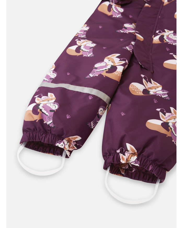 Bernumode | Reima: Reimatec winter overall for girl, Tuohi (160 g) €60.76 

Toddlers' winter snowsuit Tuohi
This Reimatec toddlers' snowsuit is water- and windproof. Our classic toddlers' snowsuit is ideal for all kinds of outdoor fun. It's made from a breathable and windproof material that also repels dirt and water. The main seams are sealed to amp up the waterproof finish and the smooth polyester lining makes dressing easier.

Main seams sealed waterproof;
Fluorocarbon-free water and dirt repellent finish BIONIC-FINISH®ECO;
Smooth polyester lining;
Safe, detachable hood;
Elastic cuffs and leg ends;
Elastic waist;
Detachable, durable silicone foot loops;
Long zipper eases dressing up;

Main material: 100% polyester, polyurethane coating;

Lining: 100% polyester.

Care instructions: wash separately inside out. Close zippers and velcro tapes. Do not use detergents with bleaching agents. Do not use fabric softener. Remove the garment after finished washing program to avoid color change. Tumble drying or drying cabinet allowed (max. 40 °C).


