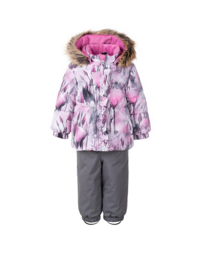 Bernumode | Lenne: Set MIINA  250 g +  150 g €81.92 Rough weather conditions of Estonia and the Nordic Countries, which make very high demands on children's clothing, are the foundation grounds of creating any new model. High-tech fabrics are used in order to fulfill all the requirements of the well-being of a happy child in any circumstance.Lenne's main goals in product development are safety, comfort, practicality and easy caring.
Active products are: light weighted, wind resistant and warm, breathable and water resistant, durable, safe, with exceptional design, easily cleanable.
Lenne is using Isosoft insulation material, which is presently the best new generation insulation which has a two times higher warmth maintenance coefficient and the technology applied in it allows for the volume of the insulation to be decreased four times in relation to the traditional insulation. Isosoft is rarely used in the manufacturing of childrens’ clothing due to its price. It ensures the unique comfort of warmth, it maintains warmth at the child’s skin and prevents the cold from entering inside, thanks to the unique micro-porous structure. Moreover, it allows the child to move freely and unhampered. The product’s great advantage is the fact that it effectively removes moisture to the outside, which additionally increases the comfort of use.Isosoft guarantees the effect of thermal insulation and lightness of the material through the special insulation components – these components are made up of thousands of individual fibres in the shape of a hollow tube. The material is as light as down and it is also very elastic – it returns to its original shape after compression or washing.
Water column: 5 000/5 000 mm
Breathable: 5 000/10 000 g/m2/24h
Girls’ winter set.
Weatherproof set with reflective print upper part is suitable for wearing in winter period 
Warm winter jacket in unique print combined with padded classical winter pants is a great looking and practical outfit for wintertime outdoor activities. The hooded jacket has two side pockets with a zipper that fit a pack of handkerchiefs and all the special stones that the little one happened to discover. Adjustable suspenders guarantee the best fit to a growing child. High waisted pants keep the child warm even during the most active play. Pants with elastic cuffs and detachable ankle loops stay securely on the boots. The design features reflective details that make child visible in the dark. The snap-fastened hood is safe as it easily detaches from the product in case it gets stuck.
Our high-tech Active+ fabric has a waterproof membrane which prevents water from coming through the product. At the same time it has the ability to evaporate sweat. ◆Water resistance: water column 5 000/5 000 mm ◆Breathability: water vapour transmission rate 5 000/10 000 g/m²/24h ◆Wind resistance: air permeability 0 l/m²s ◆Water and soil reprellency: DWR coating (Durable Water Repellent)
EXTRA WARM ⁑⁑ insulation is the best choice for frosty weather. Breathable fabric keeps your child from sweating. Heat retaining capacity is much higher than in usual wadding. Offers wearers comfort and freedom of movement in -1..-30°C.
Cuff with soft fur lining. This unique detail for outdoor clothing protects your kids gentle skin from rubbing against strong and durable fabric. Prefer this irreplaceable solution when choosing an outdoor garment.

Loop for attaching the reflector.
