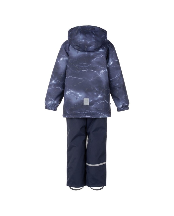 Bernumode | Lenne: Demi season set THOMAS 80 g +  45 g €89.19 The children’s set made of weatherproof fabric is a universal and practical outfit from early spring to late autumn. When the jacket is worn with the wind and weatherproof trousers of the same set, you get the ideal set for outdoor play. When the jacket is worn with jeans or smart casual trousers, you get a nice and comfortable street outfit. The jacket has two side pockets in which the child can hide their hands from the wind or use them for tucking away a pair of lightweight gloves. The waterproof surface of the fabric protects from wind and rain, does not become deformed and handles regular washing, maintaining its original qualities. The safe snap-fastened hood detaches from the product if it gets stuck.
Water column: 5 000/10 000 mm
Breathable: 5 000/10 000 g/m2/24h
Weatherproof set with reflective print upper part is suitable for wearing in spring-autumn period.
Our high-tech Active+ fabric has a waterproof membrane which prevents water from coming through the product. At the same time it has the ability to evaporate sweat. ◆Water resistance: water column 10 000 mm ◆Breathability: water vapour transmission rate 10 000 g/m²/24h ◆Wind resistance: air permeability 0 l/m²s ◆Water and soil reprellency: DWR coating (Durable Water Repellent)
WARM ** insulation is the best choice for cool weather. Perfect for temperatures ...0 °C. This wadding is made of recycled materials, reducing the need to overly consume natural resources. Tip: Check the „feels like“ temperature. Factors like wind and humidity play a great role on how cold you feel and you might need to use an extra layer.
Reflective fabric, the print on the fabric reflects in the dark and makes child more visible
Loop for attaching the reflector.
 Bernumode | Lenne: Demi season set THOMAS 80 g +  45 g €89.19 The children’s set made of weatherproof fabric is a universal and practical outfit from early spring to late autumn. When the jacket is worn with the wind and weatherproof trousers of the same set, you get the ideal set for outdoor play. When the jacket is worn with jeans or smart casual trousers, you get a nice and comfortable street outfit. The jacket has two side pockets in which the child can hide their hands from the wind or use them for tucking away a pair of lightweight gloves. The waterproof surface of the fabric protects from wind and rain, does not become deformed and handles regular washing, maintaining its original qualities. The safe snap-fastened hood detaches from the product if it gets stuck.
Water column: 5 000/10 000 mm
Breathable: 5 000/10 000 g/m2/24h
Weatherproof set with reflective print upper part is suitable for wearing in spring-autumn period.
Our high-tech Active+ fabric has a waterproof membrane which prevents water from coming through the product. At the same time it has the ability to evaporate sweat. ◆Water resistance: water column 10 000 mm ◆Breathability: water vapour transmission rate 10 000 g/m²/24h ◆Wind resistance: air permeability 0 l/m²s ◆Water and soil reprellency: DWR coating (Durable Water Repellent)
WARM ** insulation is the best choice for cool weather. Perfect for temperatures ...0 °C. This wadding is made of recycled materials, reducing the need to overly consume natural resources. Tip: Check the „feels like“ temperature. Factors like wind and humidity play a great role on how cold you feel and you might need to use an extra layer.
Reflective fabric, the print on the fabric reflects in the dark and makes child more visible
Loop for attaching the reflector.