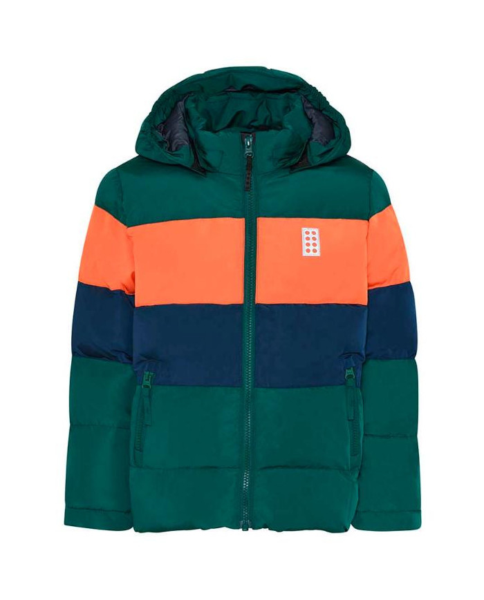 Bernumode | LEGO® Wear: Boys' down jacket, LWJIPE 705 €43.98 LEGO jacket for children
This soft, popular puffer jacket in beautiful nature colours make a big hit, no matter what colour combination you choose.
The LEGO® jacket for children is windproof and breathable and is made in a quality with a 3.000 mm water column. It has an environmentally acceptable and fluorine-free Bionic-Finish ECO finish on the surface to improve the water and dirt repellent effect of the fabric.
THIS IS WHY YOU WILL LOVE THE JACKET

The winter jacket is windproof and has a 3.000 mm water column so that it can be used on rainy and snowy days, too
The jacket can easily be washed in the washing machine and dried in the tumble-drier afterwards, so that it is ready the following day
In the sleeve opening, a soft elastic keeps the wind out and the body heat in
The jacket has fun reflectors shaped as LEGO bricks on its front and back

This children’s winter jacket has a YKK zipper with an iconic zipper puller and wind placket under the zipper plus a double-sided chin guard on the front. Two practical zipper pockets. The detachable hood is mounted on a push button band which can be hidden, when the hood is detached from the jacket.Elastic on the sides of the hood and in the sides of the hem for a better fit. The elastic in the sleeve openings keeps the wind out and provides a great fit. There is a nice LEGO badge on the sleeve and iconic 3M Scotchlite-reflector badges on the front and back.​Choose between many cool colour combinations.
SAFETY
The jacket has 3M Scotchlite-reflectors and a detachable hood. No strings in the hood and the neck area.