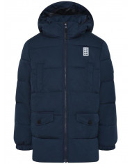 Bernumode | LEGO® Wear: Boys' down jacket, LWJESSE 718 €43.98 LEGO jacket for childrenThis winter jacket has plenty of pockets for storing all those gems that your child picks up on your walk or your excursion to the woods. On the front, the dark navy children’s jacket has two pockets with snap button closure and two chest pockets with hook and loop closure.WHY YOU WILL LOVE THE JACKET    The LEGO® winter jacket has a nice and warm padding which is made of synthetic down    The jacket for children is impregnated with Bionic Finish ECO which is a fluorine-free impregnation    The hood has elastics at the sides and a small brim to shield from the rain and wind    The sleeve openings are elasticated to keep the wind out and body heat inThe children’s winter jacket has a YKK main zipper with an iconic zipper puller to make it easier for the kids to zip it. On the front and the back, there are LEGO brick shaped 3M Scotchlite reflectors for better visibility in the dark.The unicoloured winter jacket is windproof and breathable, and it keeps the rain out with a 3000 mm water column. Inside the winter jacket for kids, there is label illustrating the evolution from LEGO brick to Minifigure. On one of the sleeves, there is a smart LEGO logo badge.SAFETYThe jacket has 3M Scotchlite reflectors and a detachable hood. No strings in the hood or neck area.