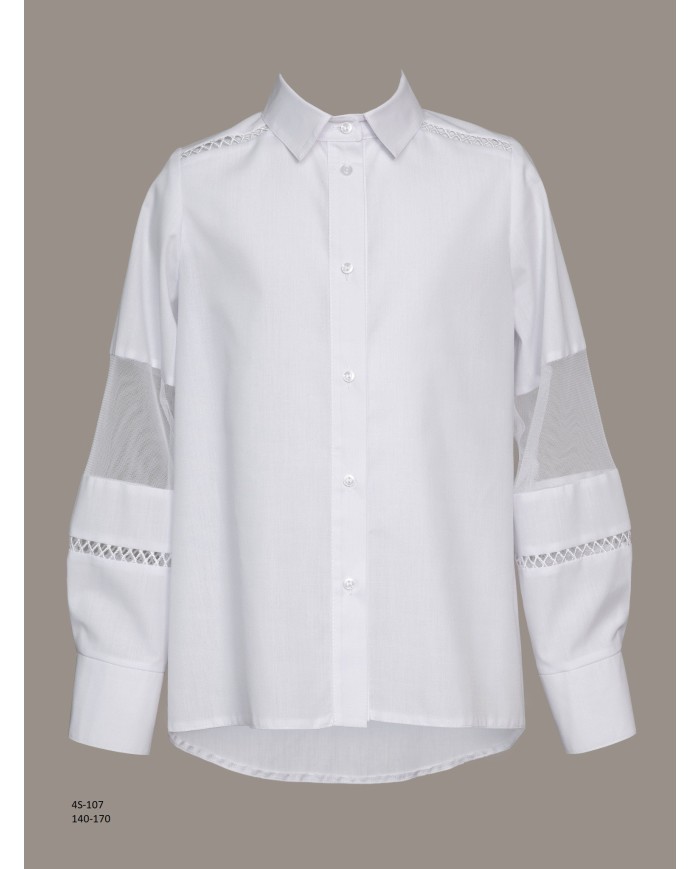 Bernumode | SLY: White shirt with tulle inserts on the sleeves €31.40 