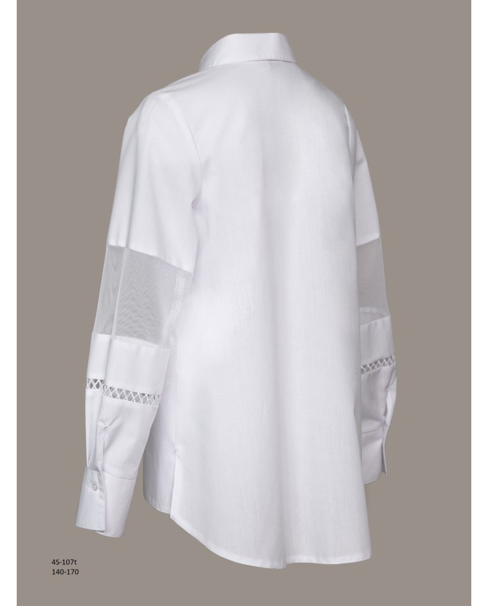 Bernumode | SLY: White shirt with tulle inserts on the sleeves €31.40 
