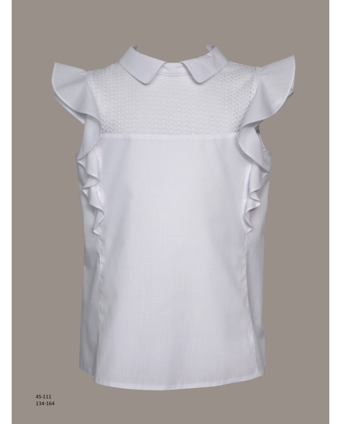 Bernumode | SLY: White blouse with a lace yoke and ruffles €24.38 