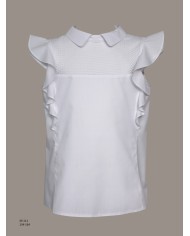 Bernumode | SLY: White blouse with a lace yoke and ruffles €24.38 