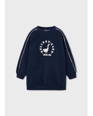 Bernumode | Mayoral: Fleece stipes dress for girl €27.19 Girls’ long-sleeve dress with a round neckline. Made from warm thick fleece fabric, perfect for cold months. Decorative elements include a decorative applique, contrast decorative bands, and embroidery.