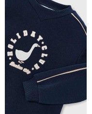 Bernumode | Mayoral: Fleece stipes dress for girl €27.19 Girls’ long-sleeve dress with a round neckline. Made from warm thick fleece fabric, perfect for cold months. Decorative elements include a decorative applique, contrast decorative bands, and embroidery.