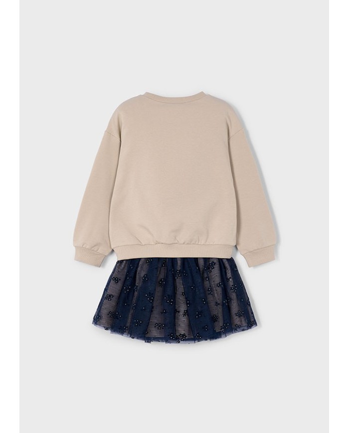 Bernumode | Mayoral: Tulle skirt set for girl €34.63 Original set for girls. Long-sleeve sweatshirt with a round neckline, cross-over hem. Decorative motif on the front. Combination of different fabrics creates a unique and special design. Skirt with elastic waistband, made from light and airy tulle with a soft polyester lining. Fantasy print adds a playful touch.
 Bernumode | Mayoral: Tulle skirt set for girl €34.63 Original set for girls. Long-sleeve sweatshirt with a round neckline, cross-over hem. Decorative motif on the front. Combination of different fabrics creates a unique and special design. Skirt with elastic waistband, made from light and airy tulle with a soft polyester lining. Fantasy print adds a playful touch.