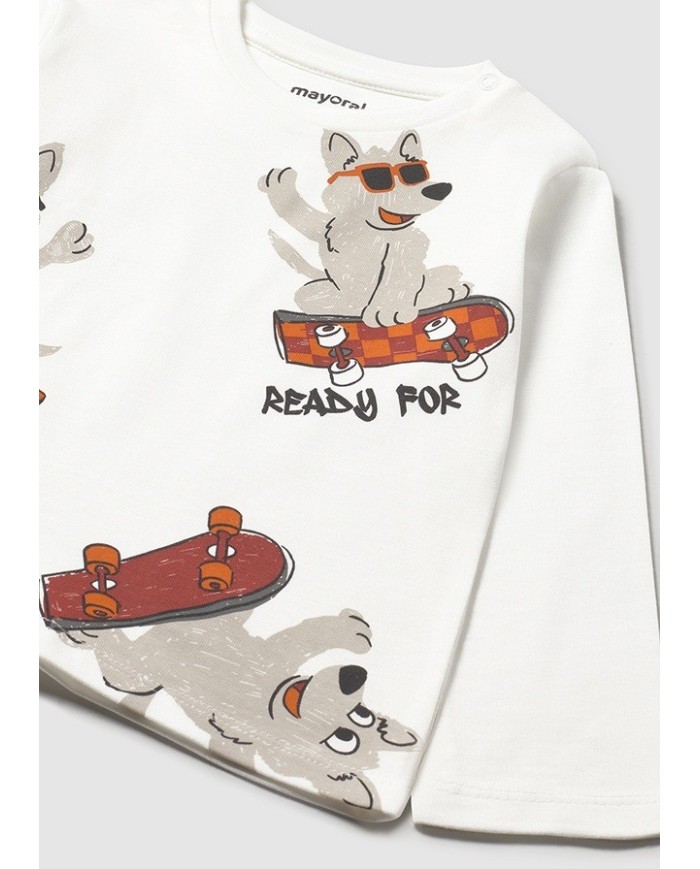 Bernumode | Mayoral: L/s t-shirt for boy €13.64 Long-sleeved T-shirt for baby. Features a classic round neckline for a comfortable fit. Snap buttons on the shoulder make dressing easier. Decorated with a stylish print (screen printing).