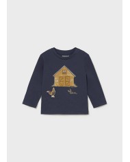 Bernumode | Mayoral: L/s "Play" Barn shirt €13.64 Charming long-sleeved T-shirt for baby. Features a classic round neckline for a comfortable fit. Snap buttons on the shoulder make dressing easier. Made from 100% soft cotton, perfect for delicate baby skin. Decorated with a decorative applique and stylish print.