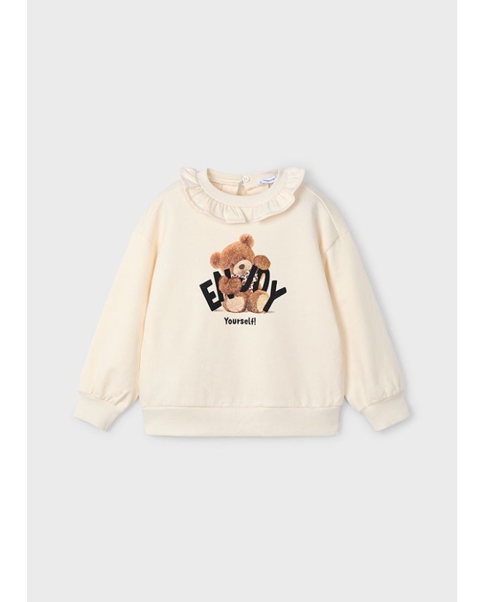 Bernumode | Mayoral: Ruffled collar pullover for girl €23.55 Girls’ long-sleeve sweatshirt with a round ruffled neckline. Elastic cuffs and hem for a comfortable fit. Decorative elements: embroidery. Made from Better Cotton to support sustainable production. Bernumode | Mayoral: Ruffled collar pullover for girl €23.55 Girls’ long-sleeve sweatshirt with a round ruffled neckline. Elastic cuffs and hem for a comfortable fit. Decorative elements: embroidery. Made from Better Cotton to support sustainable production.