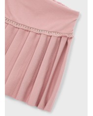 Bernumode | Mayoral: Pleated knit skort for girl €23.55 Comfortable girls’ skirt-pants with adjustable inner elastic and buttons for a perfect fit. Made from a combination of different fabrics for a unique design. Soft polyester inner lining ensures comfort. Features pleats and decorative fringe details. Perfect choice for a stylish and comfortable outfit.