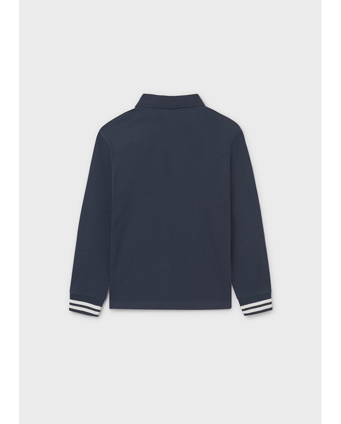 Bernumode | Mayoral: L/s Polo for boy €25.54 Boys’ long-sleeve polo with contrasting elastic cuffs and classic polo collar. Decorative embroidery adds style. Made from Better Cotton, supporting sustainable cotton production and environmentally friendly practices.