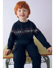 Bernumode | Mayoral: Two-piece tracksuit for boys with sweatshirt and long pants €27.19 Two-piece tracksuit for boys with sweatshirt and long pants.Long-sleeved sweatshirt for boys. Round neckline. Decorative elements: screen print (print).Pants for boys. Elastic waistband with drawstring. Side pockets.