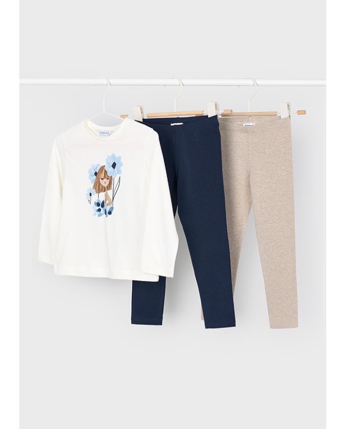 Bernumode | Mayoral: 2pc leggings set for girls €30.17 Girls’ set consisting of a long-sleeve T-shirt and two mix-and-match leggings. The T-shirt features a round neckline, glitter, and printed details. Leggings have an elastic waistband for maximum comfort. Made from Better Cotton, supporting sustainable cotton production. Perfect for everyday wear and active play.
 Bernumode | Mayoral: 2pc leggings set for girls €30.17 Girls’ set consisting of a long-sleeve T-shirt and two mix-and-match leggings. The T-shirt features a round neckline, glitter, and printed details. Leggings have an elastic waistband for maximum comfort. Made from Better Cotton, supporting sustainable cotton production. Perfect for everyday wear and active play.