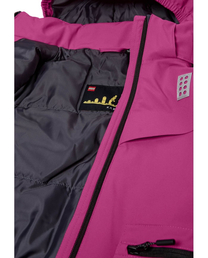 Bernumode | Lego: Winter jacket  for girl LWJAD 804 (140 g) €74.34 Functional LEGO® winter jacket for kids
Keep your child warm and comfortable during winter adventures with this LEGO® winter jacket. Designed for boys and girls, this ski jacket combines classic LEGO elements with practical features to ensure a cozy and safe experience in cold weather.
Provides protection from the rain with a 10,000 mm water column
BIONIC-FINISH ECO® water-repellent finish on the surface
Windproof design with a wind placket under the quality YKK main zipper
3M™ Scotchlite reflector badges on front and back shaped as LEGO bricks, enhancing visibility in the dark
Detachable hood mounted on a unique snap button band for safety
Safety breakaway buckle for attaching LEGO gloves to sleeves in sizes 98-140
Hidden ski pass pocket with zipper closure in the sleeve - a must when skiing
Snow skirt with gripper elastic inside the jacket to keep snow out
Stretchy inner cuff with thumbhole for added warmth and comfort
The taped seams provide additional protection against the elements
Durability: 60,000 rubs
The children's winter jacket is designed with a soft chin guard at the top of the YKK main zipper to protect the delicate skin under the chin. The ski jacket is designed with a safety breakaway buckle for attaching LEGO mittens or gloves to the sleeves in sizes 98-140. If the mitten is pulled at, it releases from the jacket sleeve, reducing the risk of accidents. The detachable hood is mounted on a unique snap button band for safety reasons. When pulled at, the hood releases from the outerwear to reduce the risk of accidents where the kids are stuck on something with the hood. The elastic at the hood opening and reflective thread in the zipper puller at front pockets add to the jacket's functional design. Thanks to the many awesome ski features, the water- and windproof winter jacket is ideal for skiing as well as everyday life.
Specifications• -15 degrees Celsius / 5 Fahrenheit.• 3M reflective badge.• BIONIC-FINISH ECO® water-repellent finish on the surface.• Breathability: 4.000 g/m2/24hours.• Detachable hood.• Durability: 60.000 rubs.• Elastic at hood opening.• Reflective thread in zipper puller at front pockets.• Safety breakaway buckle for attaching the gloves to sleeves. The buckle releases when pulling the gloves.• Safety breakaway buckle only in size 98-140.• Ski pass pocket with zipper closure.• Snow skirt with gripper elastic inside jacket.• Stretchy inner cuff with thumbhole.• Taped seams.• Water column: 10.000 mm.• Wind placket under main zipper.• Windproof.• YKK main zipper.• Zipper pocket(s) on front.
 Bernumode | Lego: Winter jacket  for girl LWJAD 804 (140 g) €74.34 Functional LEGO® winter jacket for kids
Keep your child warm and comfortable during winter adventures with this LEGO® winter jacket. Designed for boys and girls, this ski jacket combines classic LEGO elements with practical features to ensure a cozy and safe experience in cold weather.
Provides protection from the rain with a 10,000 mm water column
BIONIC-FINISH ECO® water-repellent finish on the surface
Windproof design with a wind placket under the quality YKK main zipper
3M™ Scotchlite reflector badges on front and back shaped as LEGO bricks, enhancing visibility in the dark
Detachable hood mounted on a unique snap button band for safety
Safety breakaway buckle for attaching LEGO gloves to sleeves in sizes 98-140
Hidden ski pass pocket with zipper closure in the sleeve - a must when skiing
Snow skirt with gripper elastic inside the jacket to keep snow out
Stretchy inner cuff with thumbhole for added warmth and comfort
The taped seams provide additional protection against the elements
Durability: 60,000 rubs
The children's winter jacket is designed with a soft chin guard at the top of the YKK main zipper to protect the delicate skin under the chin. The ski jacket is designed with a safety breakaway buckle for attaching LEGO mittens or gloves to the sleeves in sizes 98-140. If the mitten is pulled at, it releases from the jacket sleeve, reducing the risk of accidents. The detachable hood is mounted on a unique snap button band for safety reasons. When pulled at, the hood releases from the outerwear to reduce the risk of accidents where the kids are stuck on something with the hood. The elastic at the hood opening and reflective thread in the zipper puller at front pockets add to the jacket's functional design. Thanks to the many awesome ski features, the water- and windproof winter jacket is ideal for skiing as well as everyday life.
Specifications• -15 degrees Celsius / 5 Fahrenheit.• 3M reflective badge.• BIONIC-FINISH ECO® water-repellent finish on the surface.• Breathability: 4.000 g/m2/24hours.• Detachable hood.• Durability: 60.000 rubs.• Elastic at hood opening.• Reflective thread in zipper puller at front pockets.• Safety breakaway buckle for attaching the gloves to sleeves. The buckle releases when pulling the gloves.• Safety breakaway buckle only in size 98-140.• Ski pass pocket with zipper closure.• Snow skirt with gripper elastic inside jacket.• Stretchy inner cuff with thumbhole.• Taped seams.• Water column: 10.000 mm.• Wind placket under main zipper.• Windproof.• YKK main zipper.• Zipper pocket(s) on front.