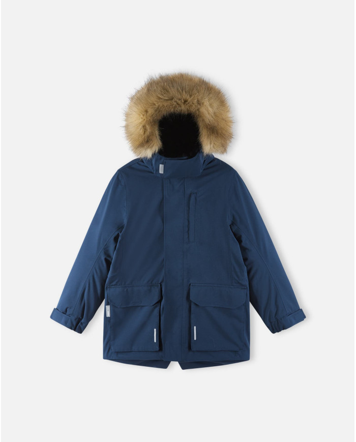 Bernumode | Reima: Зимняя куртка/парка Reimatec, Ajaton (160 г) 118,17 € -Все швы герметичны -Гладкая подкладка из полиэстера- Изоляция  Fellex® -Надежный, съемный и регулируемый капюшон со съемной отделкой из искусственного меха. -Регулируемые манжеты -Два кармана с клапанами- Нагрудный карман на молнии- Регулируемая талия