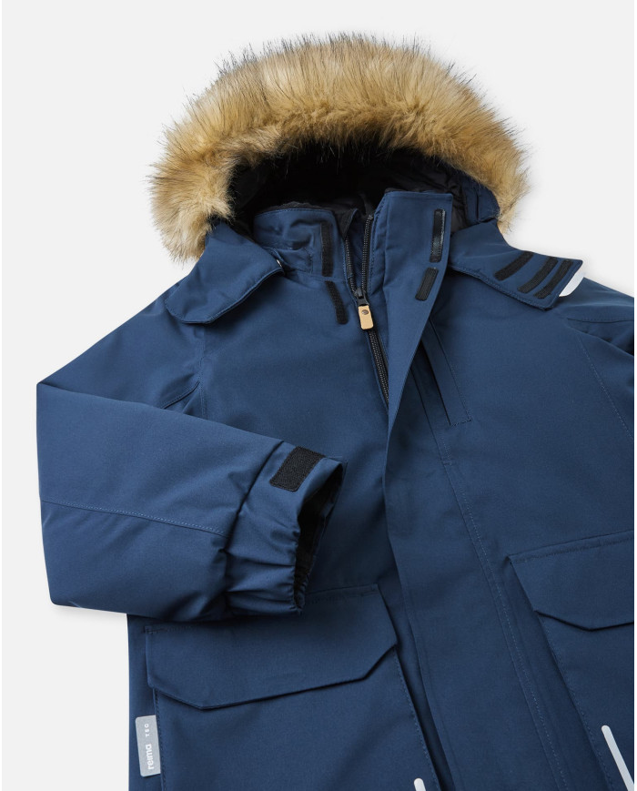 Bernumode | Reima: Reimatec winter jacket for teenagers, Ajaton(160 g) €118.17 


• All seams sealed waterproof• Smooth polyester lining• Fellex® insulation• Safe, detachable and adjustable hood with detachable faux fur trim• Adjustable cuffs• Two flap pockets• Zipped chest pocket• Adjustable waist
Sustainability
• bluesign® product• bluesign® approved main material, lining and insulation• Fluorocarbon-free water and dirt repellent finish BIONIC-FINISH®ECO• Contains certified recycled fibers• 100% recycled insulation




