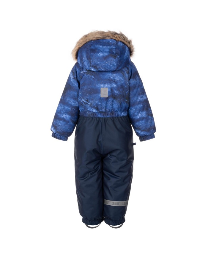 Bernumode | Lenne: Baby overall DAMIEN 250 g €68.12 
EXTRA WARM ⁑⁑ insulation is the best choice for frosty weather. Breathable fabric keeps your child from sweating. Heat retaining capacity is much higher than in usual wadding. Offers wearers comfort and freedom of movement in -1..-30°C.

Bottom seams of the overall are taped for extra protection from moisture.


Cuff with soft fur lining. This unique detail for outdoor clothing protects your kids gentle skin from rubbing against strong and durable fabric. Prefer this irreplaceable solution when choosing an outdoor garment.
Additional insulation on the back of the pants. Whether your child is enjoys long walks in the stroller or snow sledding then the double insulation is just for you!
Loop for attaching the reflector.
Winter overall made of weatherproof fabric with medium winter wadding and double lining in the bum section!
The additional lining in the bum area keeps your child warm in cold weather. Double lining is an excellent addition to winter overalls because small children spend a lot of time playing in snow and sitting on sledges. ActivePlus fabric is highly waterproof and breathable, ensuring maximum comfort at all times. The waterproof surface of the fabric protects from wind, rain and snow, does not become deformed and handles regular washing, maintaining its initial qualities. The product design features reflective details. The safe snap-fastened hood detaches from the product if it gets stuck. The overall has adjustable, detachable elasticated ankle loops that keep the trouser legs securely on the shoes.
