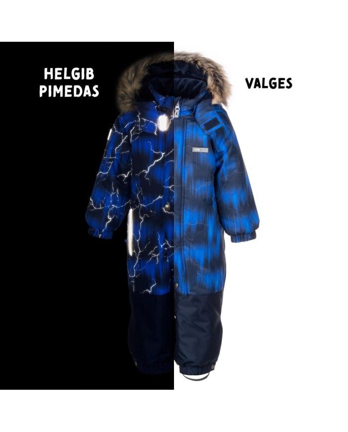 Bernumode | Lenne: Baby overall DAMIEN 250 g €70.68 
EXTRA WARM ⁑⁑ insulation is the best choice for frosty weather. Breathable fabric keeps your child from sweating. Heat retaining capacity is much higher than in usual wadding. Offers wearers comfort and freedom of movement in -1..-30°C.

Bottom seams of the overall are taped for extra protection from moisture.


Cuff with soft fur lining. This unique detail for outdoor clothing protects your kids gentle skin from rubbing against strong and durable fabric. Prefer this irreplaceable solution when choosing an outdoor garment.
Additional insulation on the back of the pants. Whether your child is enjoys long walks in the stroller or snow sledding then the double insulation is just for you!
Loop for attaching the reflector.
Winter overall made of weatherproof fabric with medium winter wadding and double lining in the bum section!
The additional lining in the bum area keeps your child warm in cold weather. Double lining is an excellent addition to winter overalls because small children spend a lot of time playing in snow and sitting on sledges. ActivePlus fabric is highly waterproof and breathable, ensuring maximum comfort at all times. The waterproof surface of the fabric protects from wind, rain and snow, does not become deformed and handles regular washing, maintaining its initial qualities. The product design features reflective details. The safe snap-fastened hood detaches from the product if it gets stuck. The overall has adjustable, detachable elasticated ankle loops that keep the trouser legs securely on the shoes.
