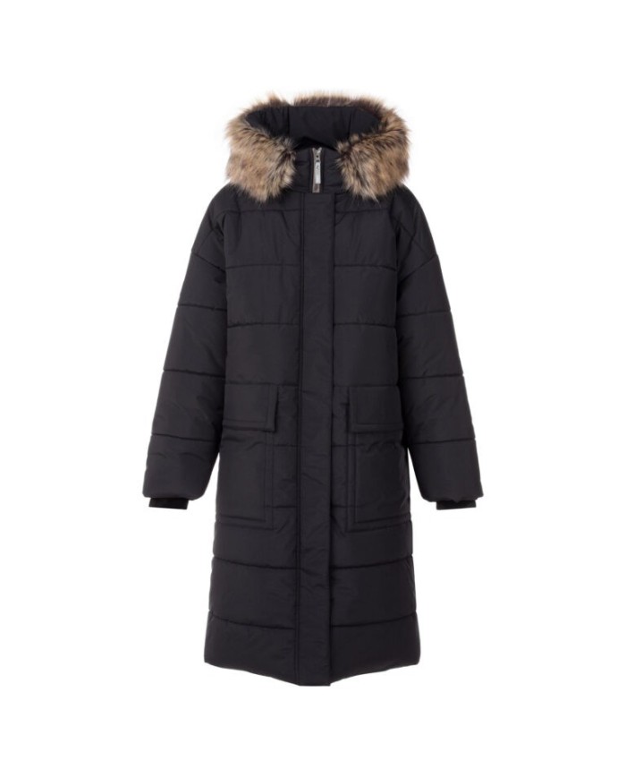Bernumode | Lenne: Winter coat for girl LILIAN 250 g €101.09 Water column: 10 000 mm
Breathable: 10 000 g/m²/24h
Water and soil reprellency: DWR coating (Durable Water Repellent)

Wider and longer winter coat if perfect for cold weather!
The girls’ coat is made of soft weatherproof material and features wider design. The front of the coat features two deep pockets for keys and mobile phone. Long zipper at the front is convenient as it is possible to open it from both sides. At the sleeve end there is soft and warm fleece to prevent the cold form getting in.
The high-tech Active+ fabric provides maximum protection even in the most changeable weather – its membrane is waterproof yet breathable, allowing moisture to escape from the body. With a waterproof rating of 10,000 mm, breathability of 10,000 g/m²/24 h, windproof performance, and a DWR-treated water-repellent surface, it keeps the wearer warm and dry in any situation.
EXTRA WARM – perfect for extreme cold, down to –30 °C. Keeps warm while breathable materials help prevent overheating. The padding is made from recycled materials.
Soft furry lining
Loop for attaching the reflector.
