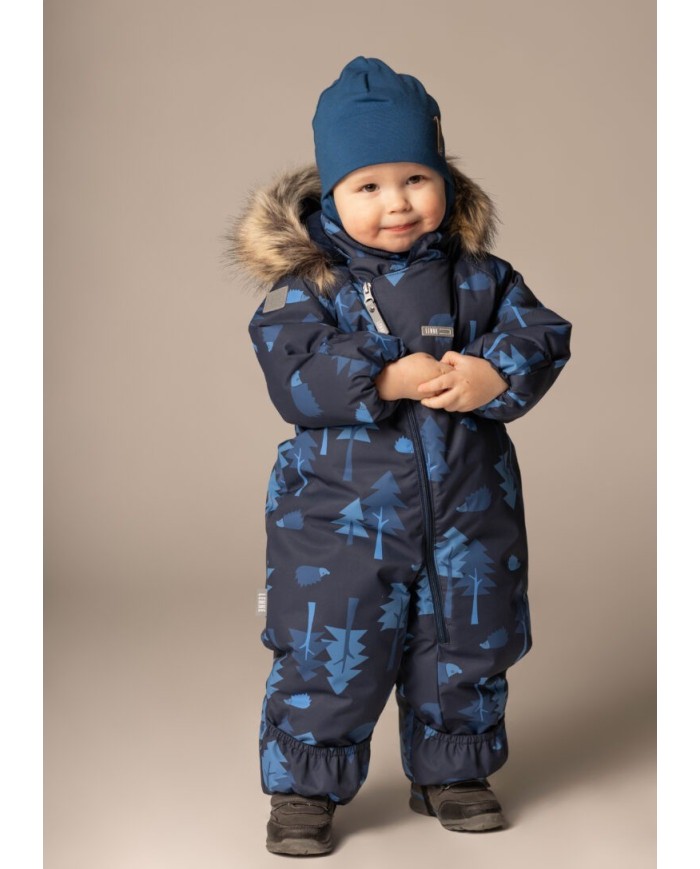Bernumode | Lenne: Baby overall DERRY 250 g €69.36 EXTRA WARM ⁑⁑ insulation is the best choice for frosty weather. Breathable fabric keeps your child from sweating. Heat retaining capacity is much higher than in usual wadding. Offers wearers comfort and freedom of movement in -1..-30°C.
Fold-over cuffs to keep your babies hands and feet warm. Tip: buy a bigger size and fold the cuffs. As you baby grows little hands and feet will come out and need just a pair of mittens and booties.
Soft and gentle lining is made of natural material that comforts and keeps your baby warm. Standard 100 by Oeko-Tex fabrics are certified free of harmful chemicals, are skin friendly and guarantee the safety of the fabric.
Reflective fabric, the print on the fabric reflects in the dark and makes child more visible



Extra warm winter overall with fun print is perfect for enjoying winter fun!
Warm winter overall with adorable print is gorgeous and comfortable. Winter inspired patterns are perfect for making snow angels and enjoying all sorts of winter fun. Adjust the overall as your child grows by folding cuffs on hands and feet or by folding them open and adding mittens with booties. Elastic foot loops keep trouser legs securely on the booties. Reflective details make the child visible in the dark.




