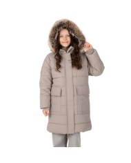 Bernumode | Lenne: Winter coat for girl LILIAN 250 g €101.09 Water column: 10 000 mm
Breathable: 10 000 g/m²/24h
Water and soil reprellency: DWR coating (Durable Water Repellent)

Wider and longer winter coat if perfect for cold weather!
The girls’ coat is made of soft weatherproof material and features wider design. The front of the coat features two deep pockets for keys and mobile phone. Long zipper at the front is convenient as it is possible to open it from both sides. At the sleeve end there is soft and warm fleece to prevent the cold form getting in.
The high-tech Active+ fabric provides maximum protection even in the most changeable weather – its membrane is waterproof yet breathable, allowing moisture to escape from the body. With a waterproof rating of 10,000 mm, breathability of 10,000 g/m²/24 h, windproof performance, and a DWR-treated water-repellent surface, it keeps the wearer warm and dry in any situation.
EXTRA WARM – perfect for extreme cold, down to –30 °C. Keeps warm while breathable materials help prevent overheating. The padding is made from recycled materials.
Soft furry lining
Loop for attaching the reflector.

