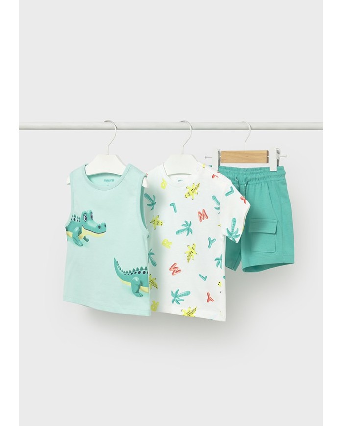 Bernumode | Mayoral: 3 daļu zēnu komplekts (T-krekls, T-krekls bez piedurknēm, šorti) 25,54 € 