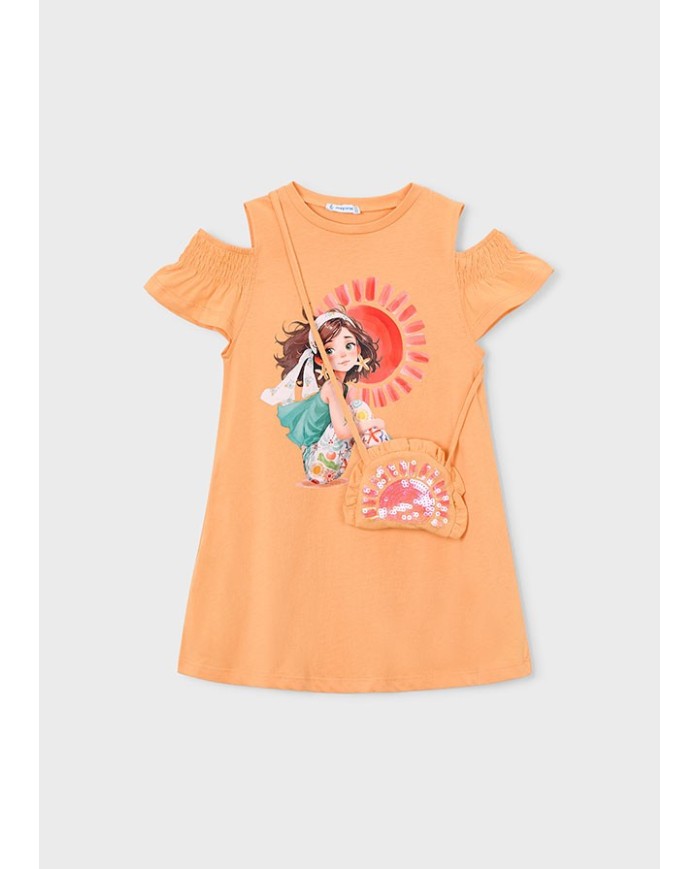 Bernumode | Mayoral: Girls’ knit dress with shoulder cut-outs and a small bag €27.19 
